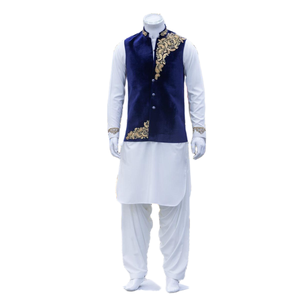 Handcrafted <b>Mens</b> Afghani Waistcoat in Rich <b>Velvet</b> with Traditional Patterns Perfect for Weddings Events and Cultural Functions - Product Image 3
