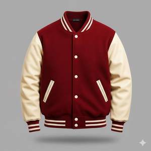 Chaquetas de invierno estilo universitario con mangas de cuero personalizadas OEM, nuevas y en oferta, con bordado, para hombre, a precio mayorista económico. - Product Image 5