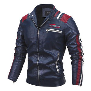 Chaqueta de Cuero para Hombre, Ropa de Moda, Chaqueta de Motociclista, Gabardina Masculina con Cuello Alto - Product Image 2