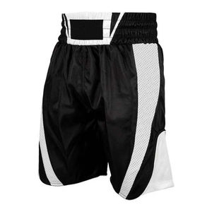 Shorts de sport pour hommes de haute qualité, couleur personnalisée blanc et noir, taille haute, en spandex et polyester, vêtements d'arts martiaux, shorts de boxe - Product Image 1