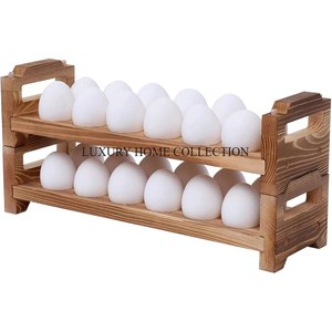 Estantes de huevos de corcho Premium, diseño de metal de doble nivel para mejorar el almacenamiento estético en la cocina - Product Image 2