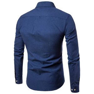 เสื้อเชิ้ตผู้ชายทรงเข้ารูป สไตล์ลำลอง ติดกระดุม ผ้าอ็อกซ์ฟอร์ด 58% คอตตอน 38% โพลีเอสเตอร์ 4% อีลาสเทน สีขาว/ดำ แขนยาว ไซส์ 3XL ทรงสมาร์ท - Product Image 2