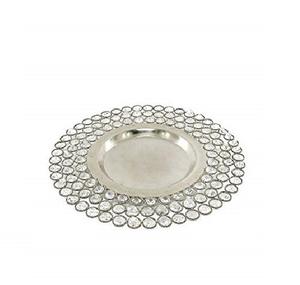 Placa de cargador de metal niquelada con cuentas de cristal para bodas Placa de cargador más vendida de alta calidad que exige en fiestas - Product Image 3