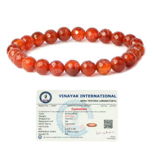 Bracelet en cornaline certifiée 8 mm à facettes pour la confiance, le courage et la motivation - Bracelet en cristal pour hommes et femmes - Product Image 2