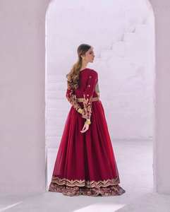 Unity Luxure Premium Maroon Georgette Anarkali <b>Suit</b> with Heavy Embroidered Dupatta Luxury Wedding & Festive Wear - Product Image 3