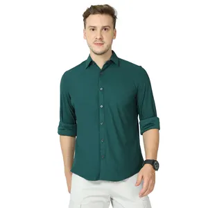 Şişe yeşil erkekler boy Streetwear logo tasarımı ile baskı ile özelleştirilmiş tam el gömlek yüksek kalite