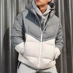 Puffer <b>Jacket</b> Padded Bubble Coats Warm Winter <b>Men</b> <b>Jacket</b> OEM Custom Lightweight Pocket <b>Men</b> <b>Canvas</b> Fabric Stand Casual - Product Image 3