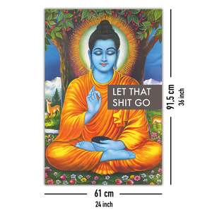 Black Frame Buddha <b>Poster</b> 'Let That Shit Go' Canvas Wall Art - Product Image 4