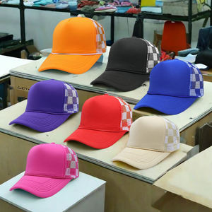 Personalizado bordado Win Logo deportes al aire libre a cuadros 5 paneles Snapback gorras de béisbol Checker espuma malla gorras de camionero - Product Image 6