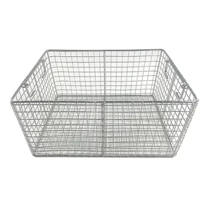 High Quality Kitchen Steel Stainless Steel Wire Mesh Basket With Metal Handle Vegetable Basket