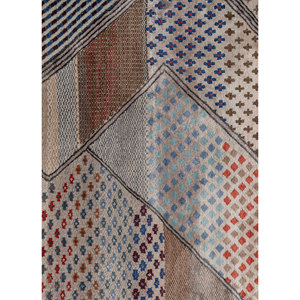 Tapis Manchaha en laine et soie de bambou noués à la main, 10 mm, rectangulaires, motif abstrait patchwork, technique artisanale pour la maison et les couloirs - Les-2832 - Product Image 3