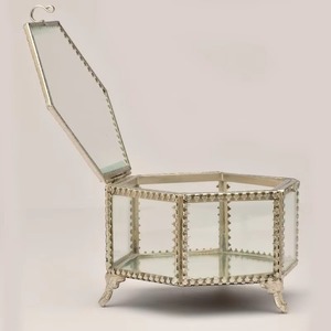 Vintage Glass Jewellery Box Modern Decorative Holder Perfect for Home Office Bedroom Vanity and Multipurpose Use From India - Product Image 4