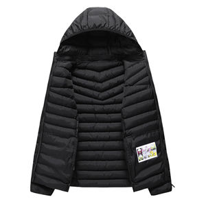 Chaquetas Acolchadas Largas y Delgadas para Hombre, de Alta Calidad, con Diseño Personalizado, Cuello Alto, Logotipo Frontal, Ropa de Invierno con Capucha, Venta al Por Mayor - Product Image 6