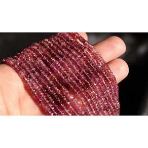 Perles de tourmaline rose naturelle facettées en forme de rondelle, 3,5-4 mm, pour la fabrication de bijoux, pierres précieuses en vrac - Product Image 5