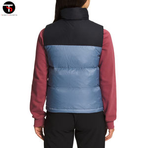 Chaleco de invierno para mujer personalizado cuello alto transpirable algodón burbuja diseño a prueba de viento acolchado sin mangas-Chaleco alto - Product Image 4