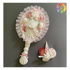 Shell Compact <b>Mirror</b>, Handmade Ocean <b>Vanity</b> <b>Mirror</b> with Real Seashells and Pearl Decor, Ideal for Mermaid Beach Gift Accessories - Product Image 5