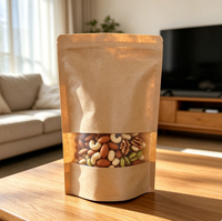 Sacs en papier kraft avec fenêtre, sacs en papier kraft épais, sacs auto-scellants pour l'emballage des noix, du thé, des aliments et des fruits secs