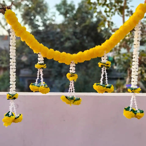 Toran Bandarwal puerta colgante de pared Toran Artificial Marigold Mogra Toran Pooja Mandir decoración del hogar Decoración de la boda - Product Image 1