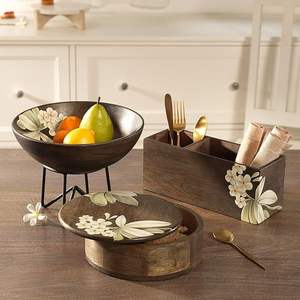 Soporte para Utensilios de Cocina Rústico, Estilo Granja, Impreso en Madera, Hecho a Mano, Ajustable, de Tres Niveles, Multifuncional, Resistente al Calor, para Espátulas y Cucharones - Product Image 2