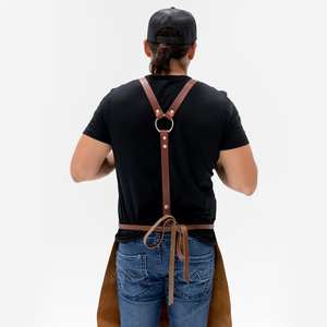 ผ้ากันเปื้อนหนังแท้ผสมผ้าแคนวาส แขนสั้น ดีไซน์ไม่ซ้ำใคร แห้งเร็ว ทนทาน ชุดยูนิฟอร์มเชฟ ราคาสุดคุ้ม กำลังขายดี - Product Image 2