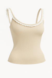 Soft Women's Sweetheart Ribbed Solid 100% Cotton Full Sleeve <b>Cami</b> Lightweight Knit <b>Top</b> Custom Label Direct Factory Wholesale - Product Image 4