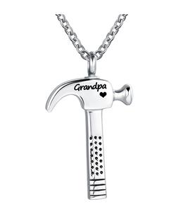 Abuelo martillo herramienta de construcción urna Collar para cenizas trabajador cremación recuerdo Memorial colgante joyería papá mamá tamaño personalizado - Product Image 1