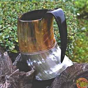 Tasse de corne à boire Viking personnalisée fabriquée à la main corne naturelle hautement polie d'Inde pour le vin et la bière - Product Image 4