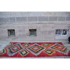 พรมแดงถักตุรกีวินเทจ4.8x11.2ft พื้นที่ขนาดใหญ่ผ้าขนสัตว์ยางเย็บปะติดปะต่อกันด้านหลังสำหรับวัยรุ่นขนาด10มม. 9x12พรมห้องโถงสี่เหลี่ยมผืนผ้า - Product Image 4