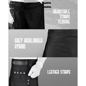 Venta al por Mayor de Kilts Híbridos para Hombre, Diseño Escocés Tradicional con Tartán Highlander Gris 2026 - Product Image 2