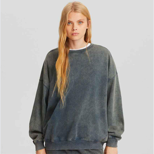 Conjunto de sudadera extragrande con lavado ácido y pantalones anchos para mujer, mezcla de algodón, ropa informal para estar en casa, conjunto de dos piezas, ropa de calle - Product Image 2