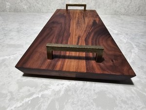 100% plateau de service en bois d'acacia à un niveau de qualité supérieure avec poignée en métal durable élégant pour la maison cuisine salon utilisation - Product Image 5
