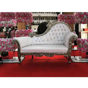 Royal Silver White Wedding Chaise Sofa Italian Marriage Stage <b>Love</b> <b>Seat</b> Decor Royal Luxury Stage Silver Carved Couch DSt Exports - Product Image 1