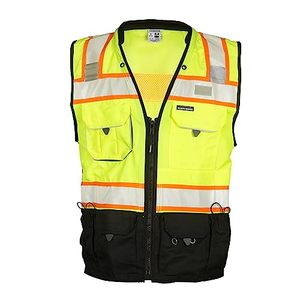 Gilet de sécurité haute visibilité Premium Black Series Lime respirant, léger, à séchage rapide, vêtements de travail pour hommes en nylon/polyester, personnalisable - Product Image 1