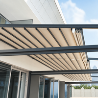 Pergola pliante rétractable imperméable, structure en alliage d'aluminium, télécommande, protection anti-UV, pour balcon, patio, jardin