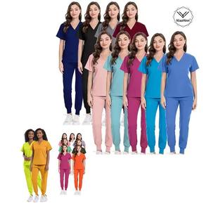 Fábrica al por mayor de algodón de poliéster uniformes quirúrgicos Hospital dentista clínica mujeres Scrub Sets enfermera Scrubs uniformes médicos - Product Image 6