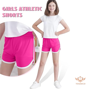Venta al por mayor de pantalones cortos activos para niñas pequeñas de fútbol y correr Dry-Fit Gym Workout Performance Shorts Kids Dolphin Design - Product Image 3
