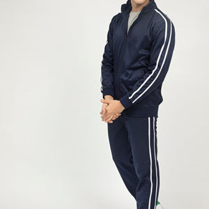 Whole Sale Cheap Price <b>Navy</b> Blue Color Long Sleeve Winter Side Stripe Training Tracksuits for Men's Heavy Weight Tracksuits - Product Image 5