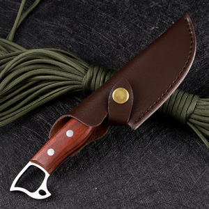 Couteau de chasse à lame fixe de haute qualité, personnalisé ODM/OEM, à bord tranchant, manche en bois pleine longueur, pointe tombante, pour camping et activités de plein air - Product Image 2