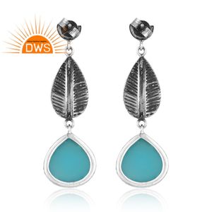 Última tendencia plata esterlina oxidada Natural Aqua Calcedonia piedra preciosa colgante pendiente joyería personalizada para mujer regalo para ella - Product Image 4