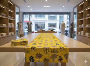 Tissu Popeline Léger et Respirant 100% Coton Biologique Peigné, Imprimé Liberty Jaune, Vente en Gros pour Garçons - Product Image 3