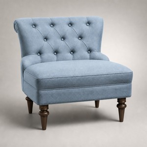 Sillón Moderno Tapizado en Lino con Patas de Madera de Roble Macizo para Sala de Estar, Dormitorio, Hotel, Muebles para el Hogar - Product Image 1