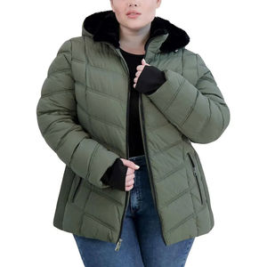 Chaqueta de Invierno Acolchada para Mujer, Nueva, a la Moda, Impermeable, Reversible, con Capucha, Impresión Personalizada, Transpirable, de Nailon Tejido, de Fábrica - Product Image 4