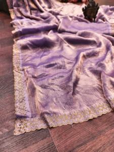 Chifón Fendy de uso ocasional con Sari de diamante para mujer, fabricante y proveedor de moda de la India al precio más bajo - Product Image 5