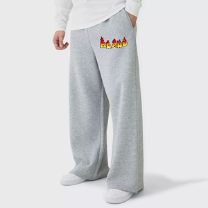 กางเกงลำลองของผู้ชายสำหรับฤดูหนาวพิมพ์โลโก้ได้ตามต้องการกางเกงวอร์มทรงหลวมผ้าฟลีซผ้าฝ้าย100% ตกแต่งปักลาย - Product Image 4