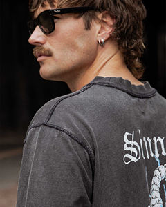 2025 alta calidad 100% algodón lavado ácido 220 GSM camiseta para Hombre Camisetas transpirables de gran tamaño personalizadas - Product Image 5