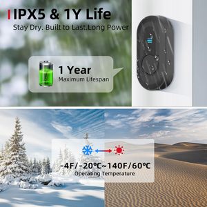 Sonnette de porte Daytech IPX5 à brancher, 55 mélodies, portée de 30 m, pour restaurants, personnes âgées, volume réglable, bouton de correspondance requis - Product Image 4