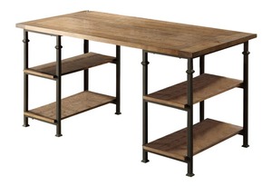 <b>Vintage</b> Industrial 1pc <b>Writing</b> <b>Desk</b> with 4 Open Shelves - Product Image 5