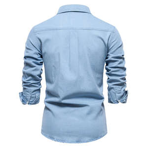 2026 <b>Men</b> Vintage Denim <b>Satin</b> Anti-Wrinkle Eco-Friendly Quick Dry Long Sleeve Washed Cotton Casual Spring <b>Shirt</b> US Size - Product Image 2