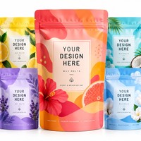 Sachets d'emballage pour cire fondue à logo personnalisé, impression numérique, multi-SKU, refermables, à fond plat, emballage vide uniquement, OEM ODM
