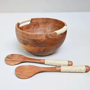 Tazón de Madera de Mango Sólida Hecho a Mano al por Mayor, Diseño Clásico J N Crafts, Tazón de Madera Natural para Ensaladas y Frutas para el Hogar y Hoteles - Product Image 2